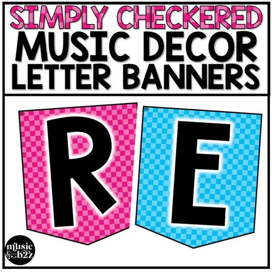 Letter & Number Banners Elementary Music Classroom Decor Simply Checkered