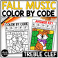 Fall Music Coloring Music Color by Note Fall Music Worksheets Treble Clef