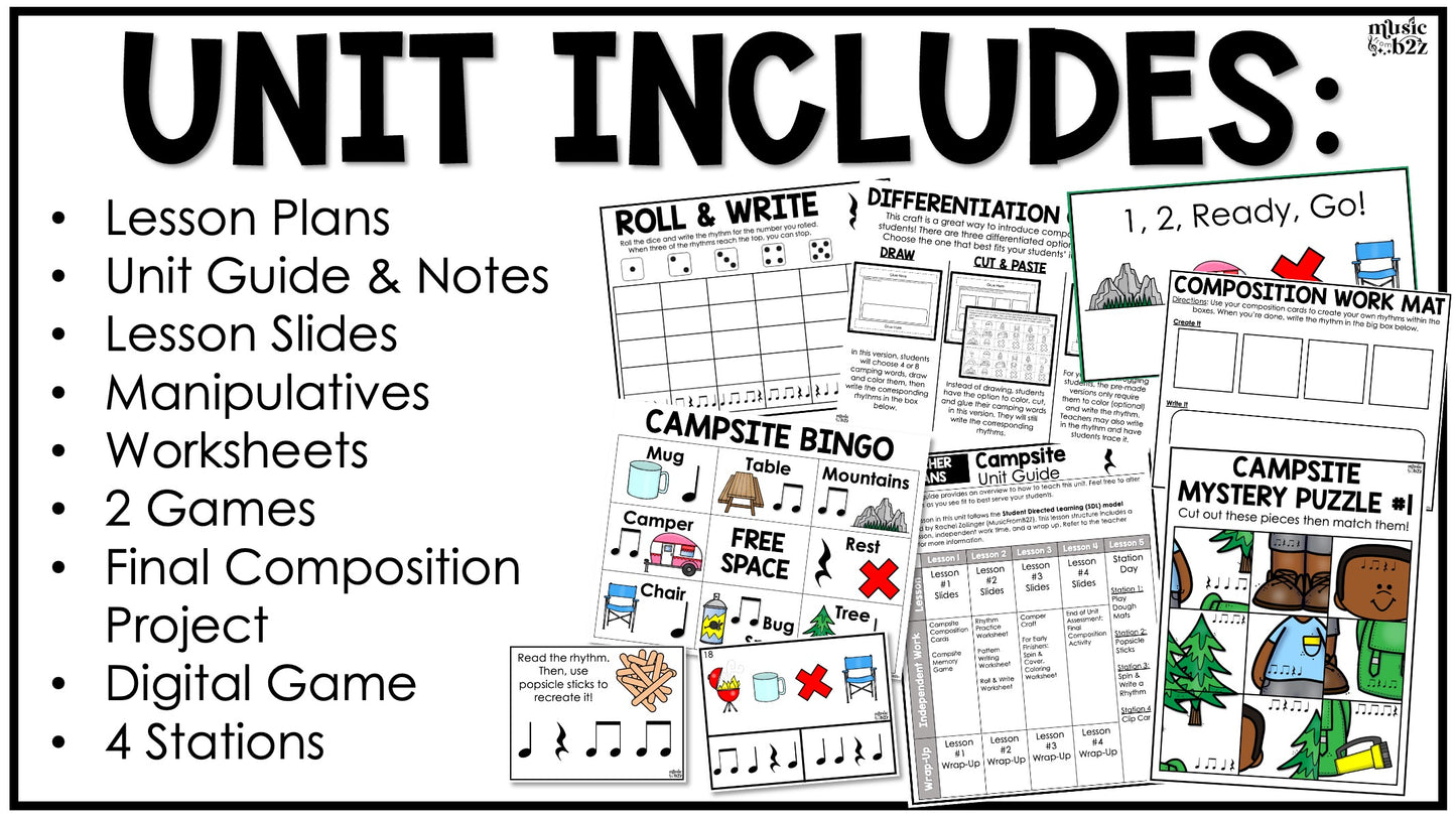 Quarter Rest Unit Elementary Music Lesson Activity Composition Worksheets