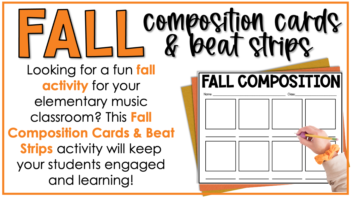 Fall Elementary Music Composition Rhythm Cards Worksheets & Beat Strips Autumn