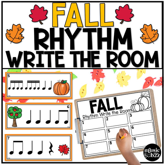 Fall Rhythm Write the Room Elementary Music Game & Scavenger Hunt for Autumn
