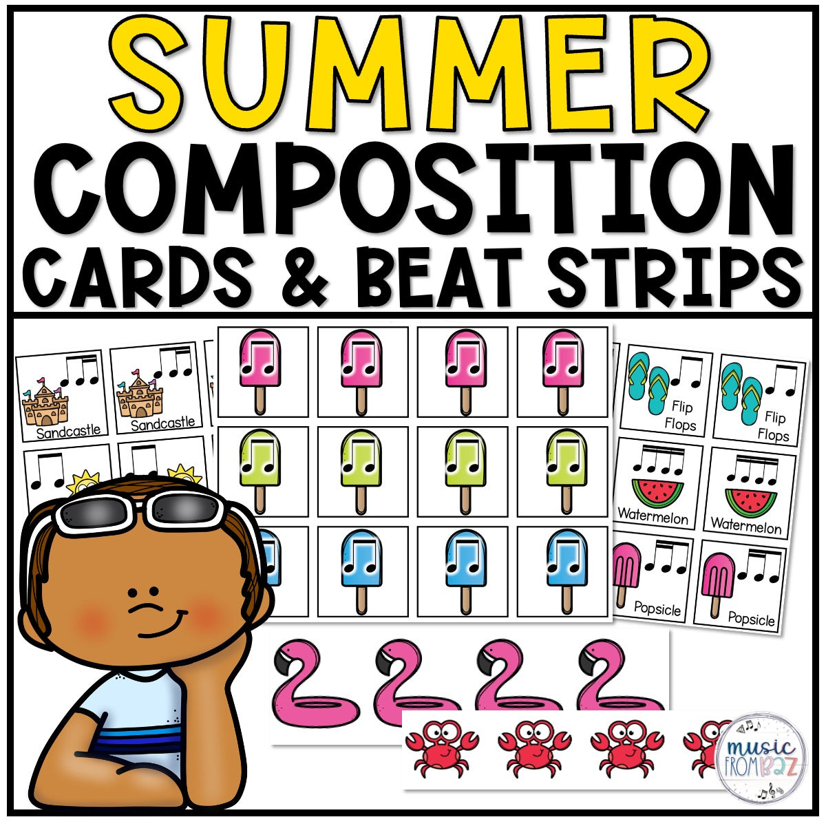 Summer Rhythm Cards Music Composing Summer Rhythm Worksheets & Composition