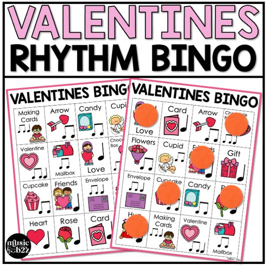 Valentines Day Music Bingo Game Activities for Quarter & Eighth Notes Centers
