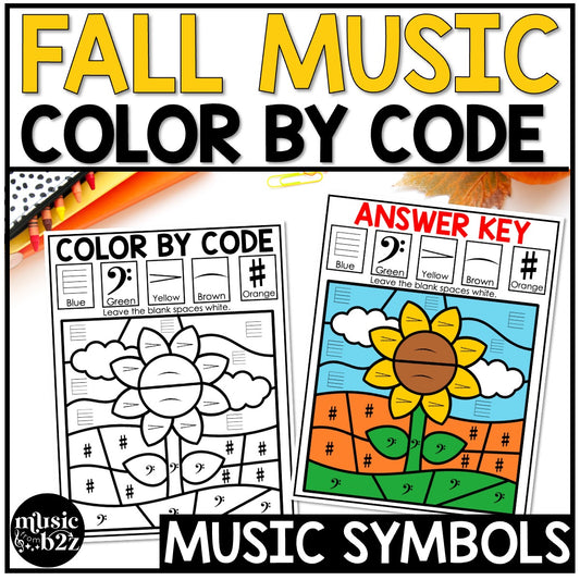 Fall Music Coloring Music Color by Note Fall Music Worksheets Music Symbols
