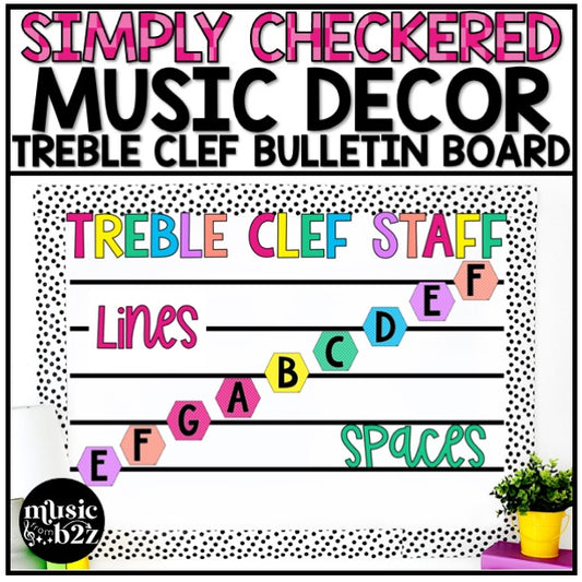 Treble Clef Bulletin Board Elementary Music Classroom Decor Lines & Spaces
