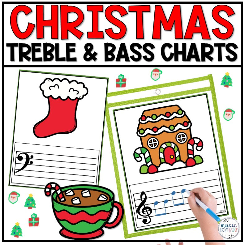Christmas Music Treble Clef & Bass Clef Worksheet Music Worksheets Elementary Music Centers Games