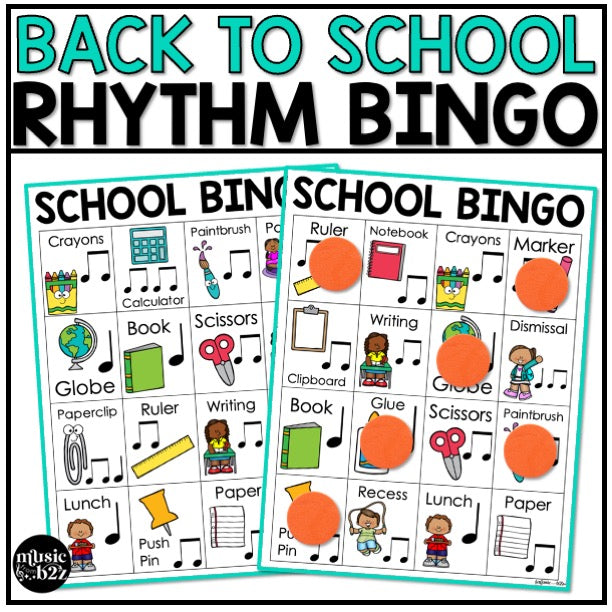 Back to School Music Bingo First Week Game Activities for Quarter & Eighth Notes