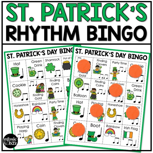 St Patricks Day Music Bingo Game Activities for Quarter & Eighth Notes Centers