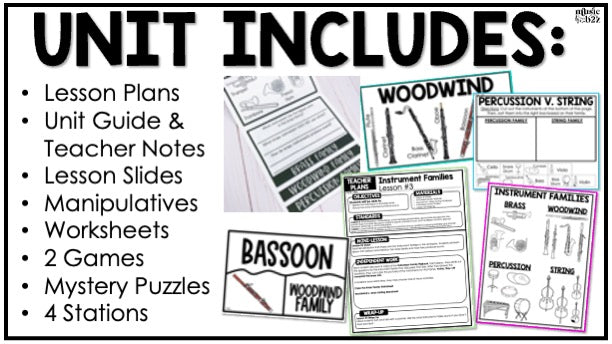 Instrument Families Orchestra Unit Elementary Music Curriculum Lesson Activity