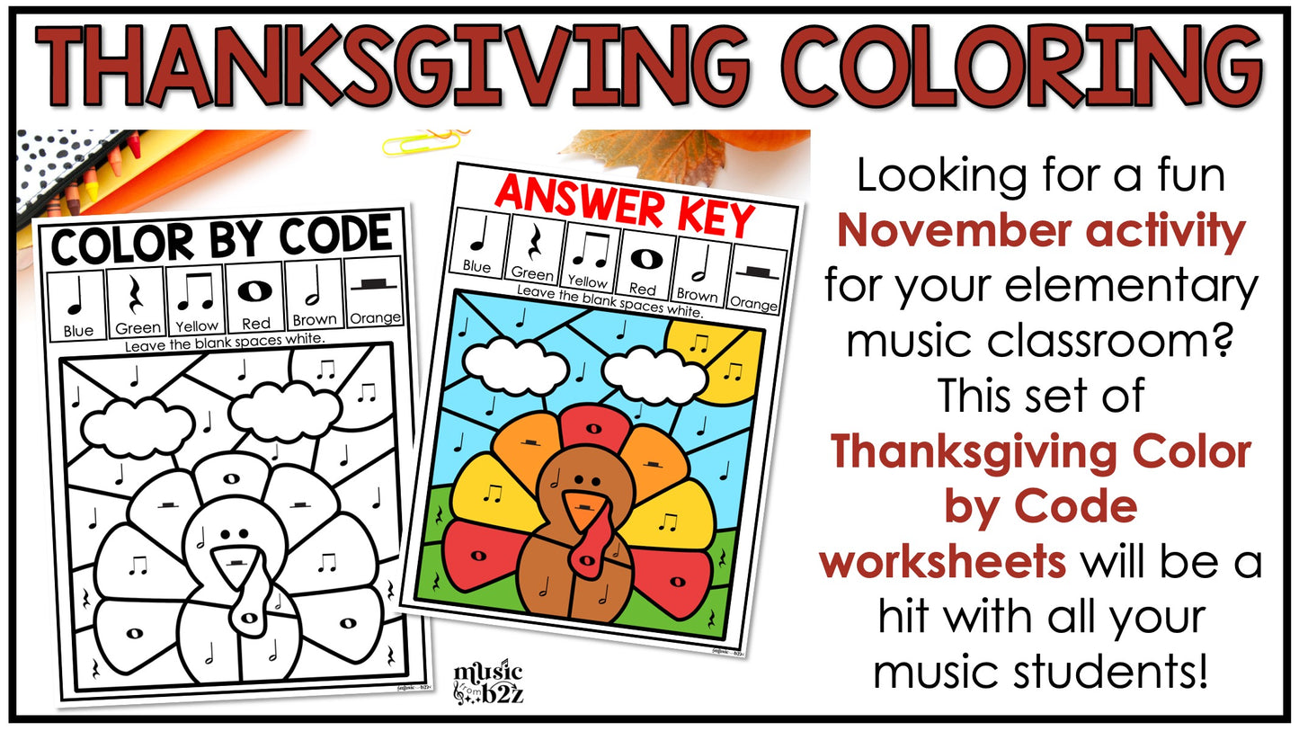 Thanksgiving Music Coloring Thanksgiving Music Worksheets Music Color by Note