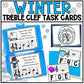 Winter Music Activities - Music Task Cards - Treble Clef Worksheet & Stations