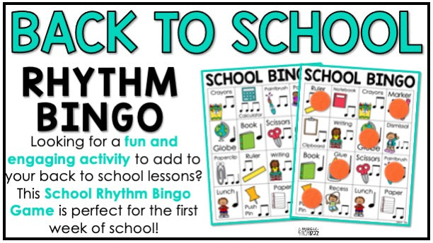 Back to School Music Bingo First Week Game Activities for Quarter & Eighth Notes