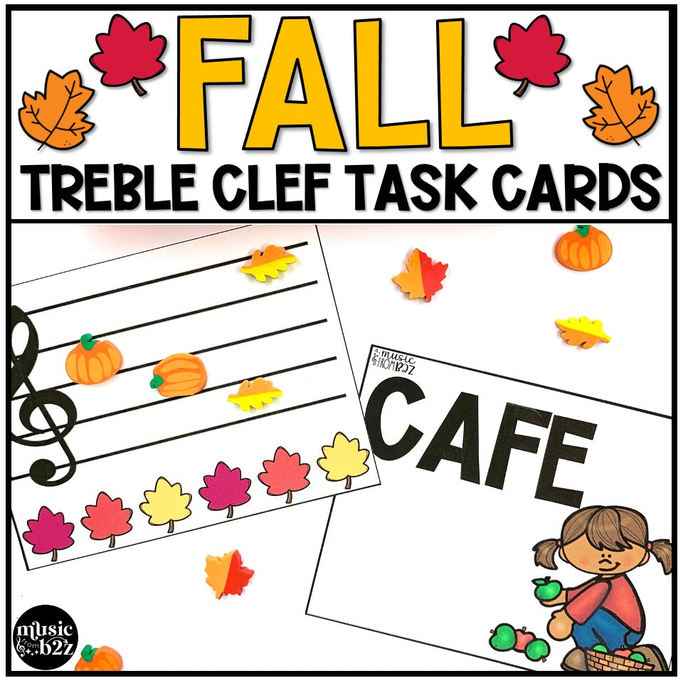Fall Music Treble Clef Task Cards Treble Clef Notes Fall Music Activities