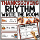 Thanksgiving Rhythm Write the Room Elementary Music Game & Scavenger Hunt