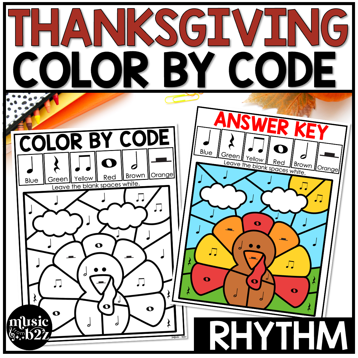 Thanksgiving Music Coloring Thanksgiving Music Worksheets Music Color by Note