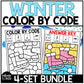 Winter Music Coloring BUNDLE Color by Note Winter Music Worksheets