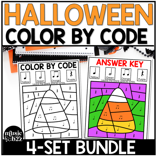 Halloween Music Coloring BUNDLE Color by Note Halloween Music Worksheets