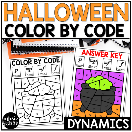 Halloween Music Coloring Color by Note Halloween Music Worksheets Dynamics