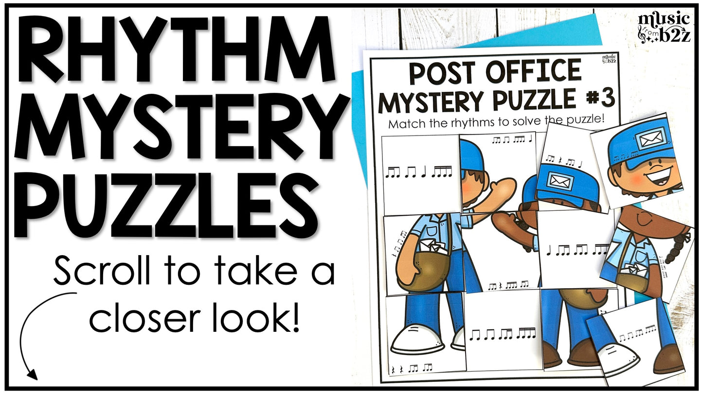 Eighth Sixteenth Note Rhythm Mystery Puzzles Elementary Music Centers Sub Plans