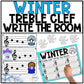 Winter Music Activity - Music Write the Room - Treble Clef - Lines & Spaces