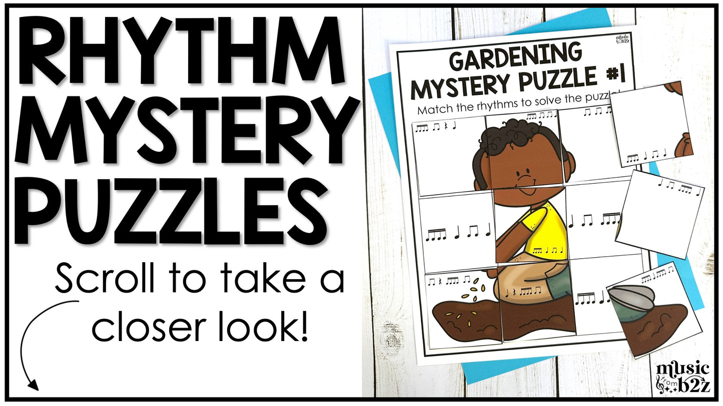 Sixteenth Notes Rhythm Mystery Puzzles Elementary Music Centers Sub Plans