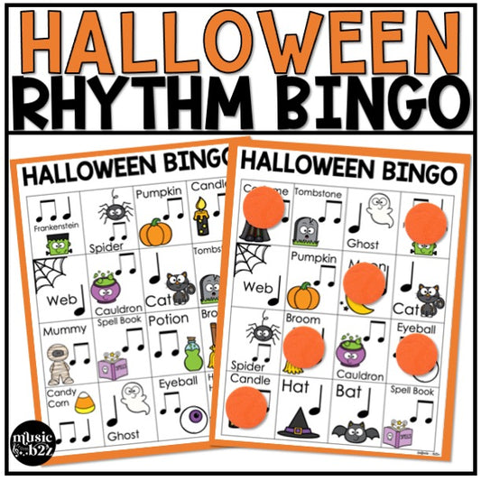 Halloween Music Bingo Game Activities for Quarter & Eighth Notes Centers