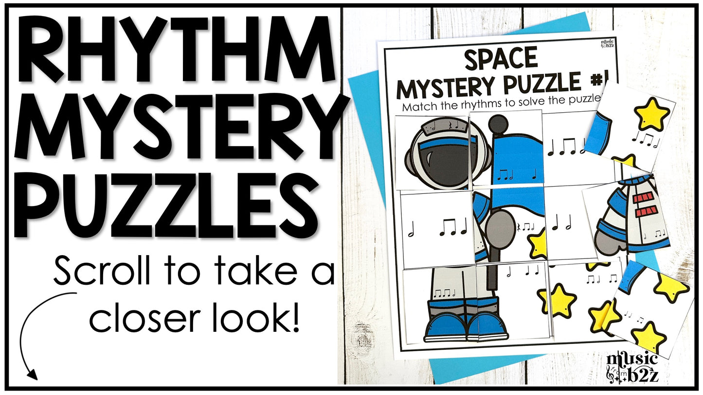Half Note Rhythm Mystery Puzzles Elementary Music Centers Sub Plans Activity