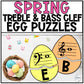 Treble & Bass Clef Spring Elementary Music Puzzles Stations Games Activities