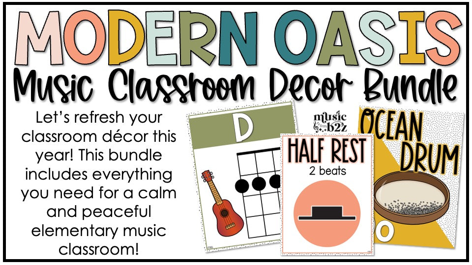 Music Classroom Decor BUNDLE - Music Bulletin Board & Posters - Modern Oasis