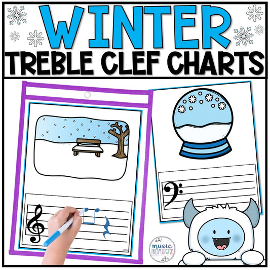 Winter Music Lesson | Treble Clef & Bass Clef Worksheet
