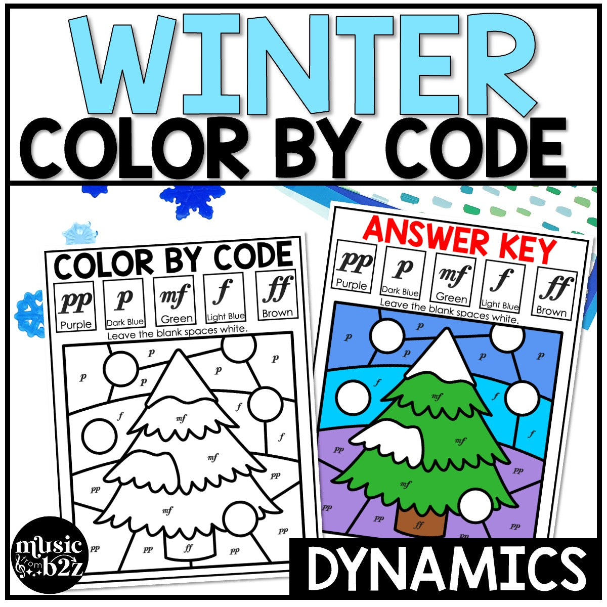 Winter Music Coloring Color by Note Winter Music Worksheets Dynamics