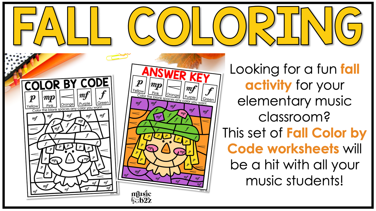 Fall Music Coloring Music Color by Note Fall Music Worksheets Dynamics Coloring