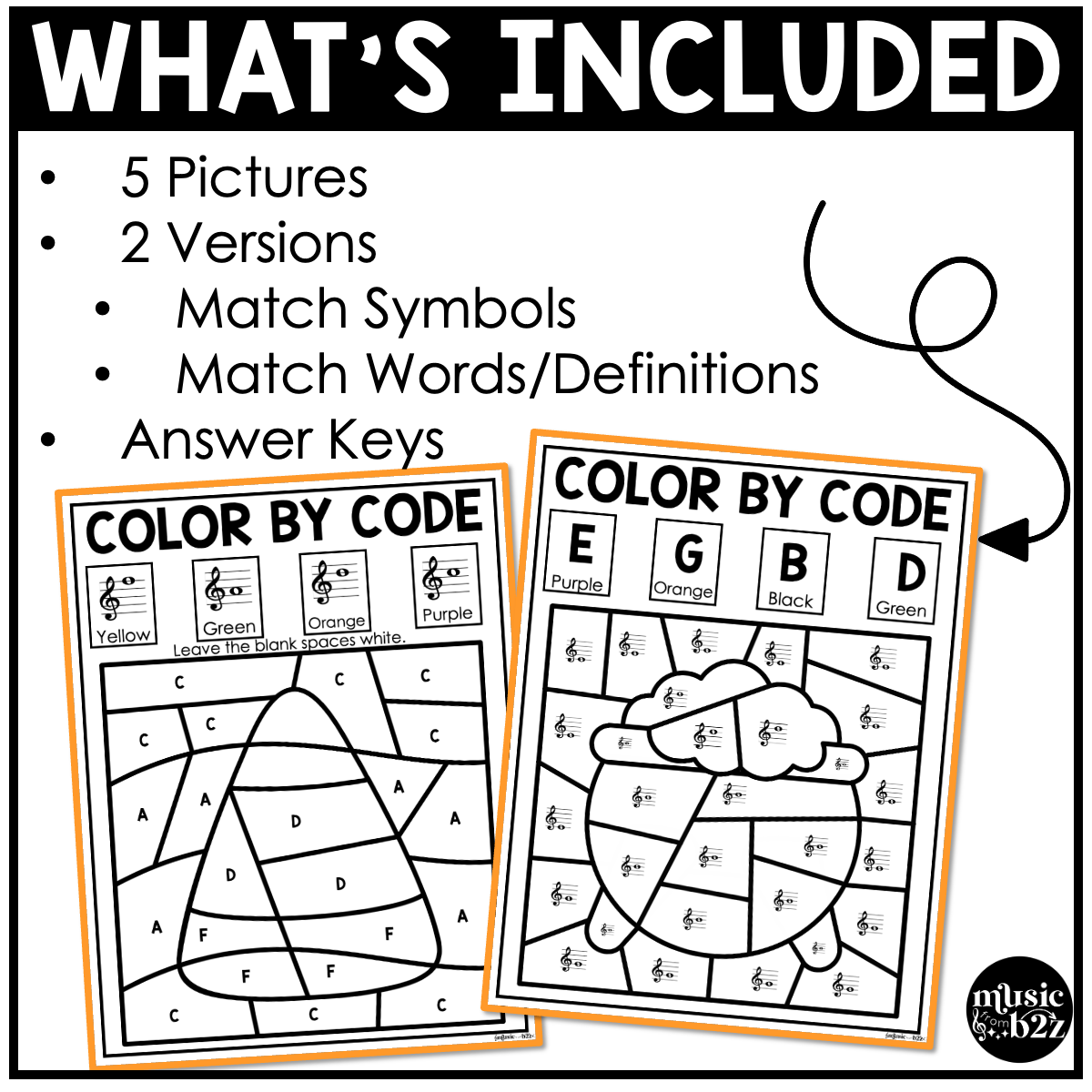 Halloween Music Coloring Color by Note Halloween Music Worksheets Treble Clef