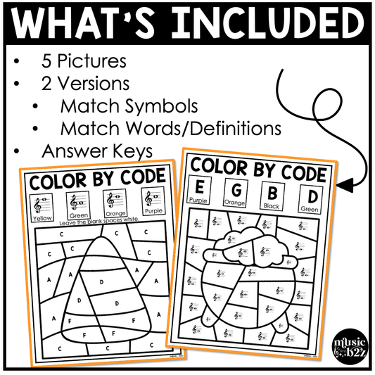 Halloween Music Coloring Color by Note Halloween Music Worksheets Treble Clef