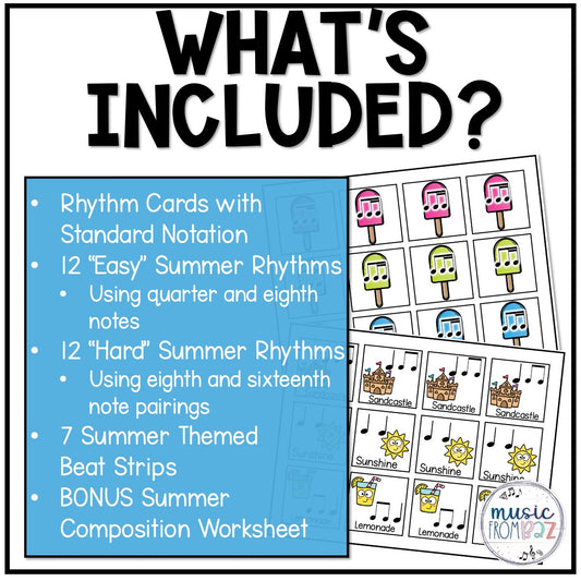 Summer Rhythm Cards Music Composing Summer Rhythm Worksheets & Composition