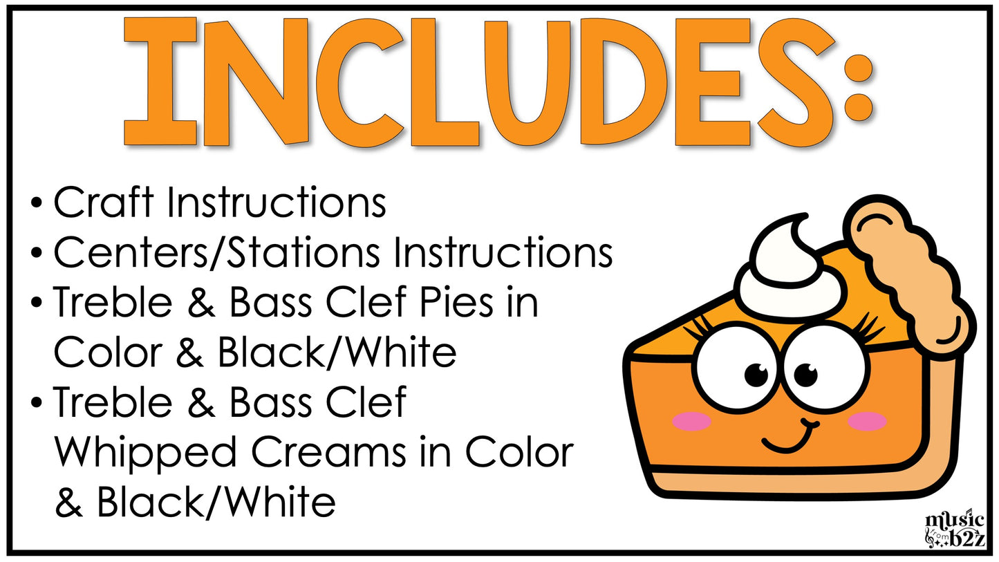 Thanksgiving Music Craft Treble Clef Bass Clef Music Centers Music Sub Plans