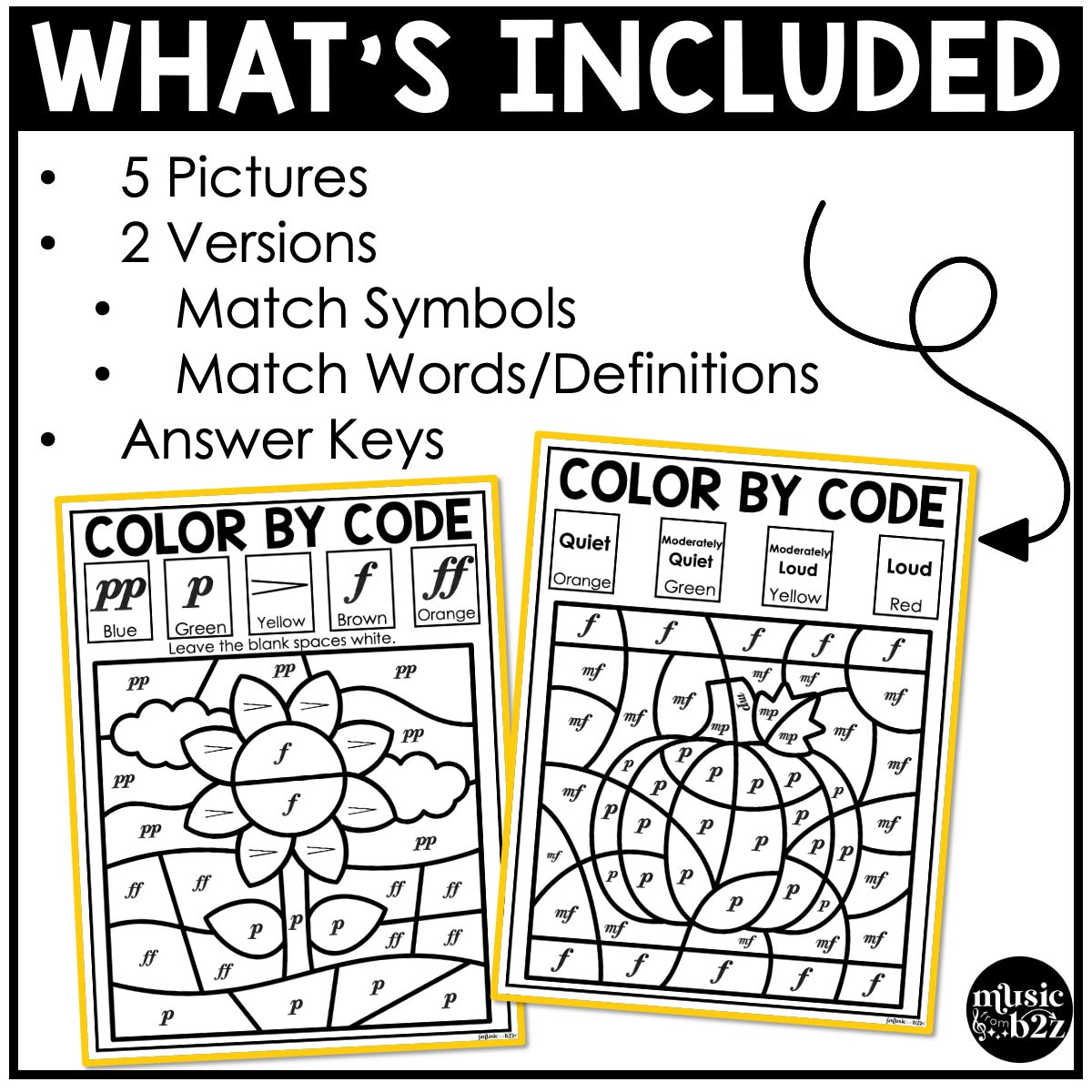 Fall Music Coloring Music Color by Note Fall Music Worksheets Dynamics Coloring