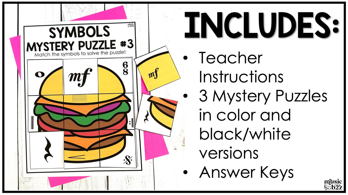 Music Symbols Mystery Puzzles Elementary Music Centers Sub Plans Activities
