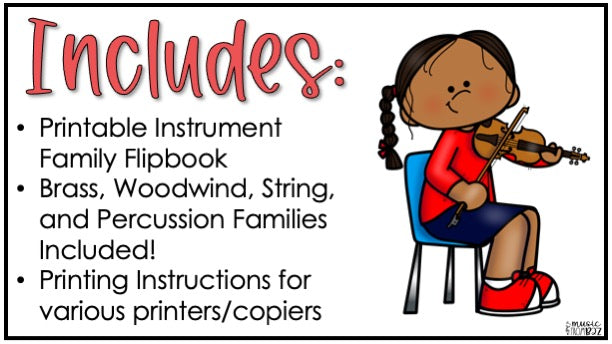 Musical Instrument Families of the Orchestra Review - Music Flipbook Activity
