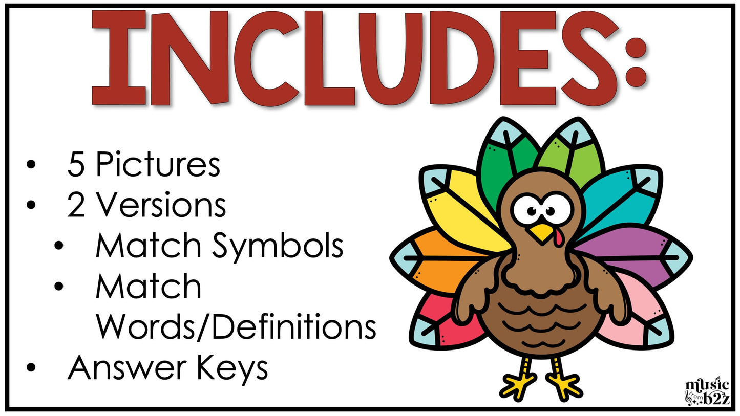 Thanksgiving Music Coloring Color by Note Turkey Music Worksheets Treble Clef