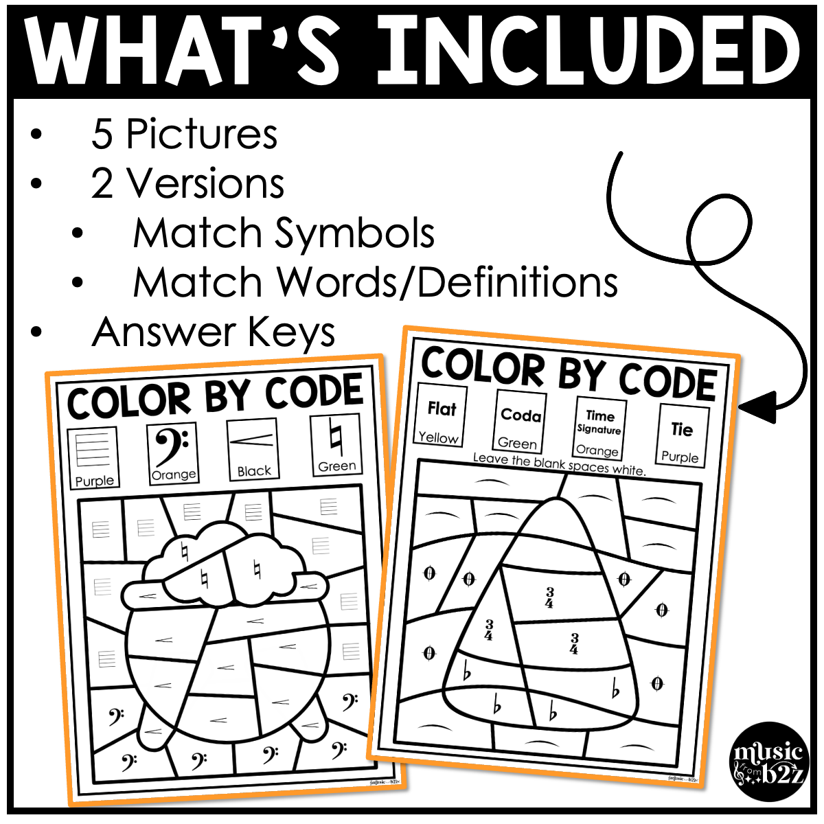 Halloween Music Coloring Color by Note Halloween Music Worksheets Music Symbols