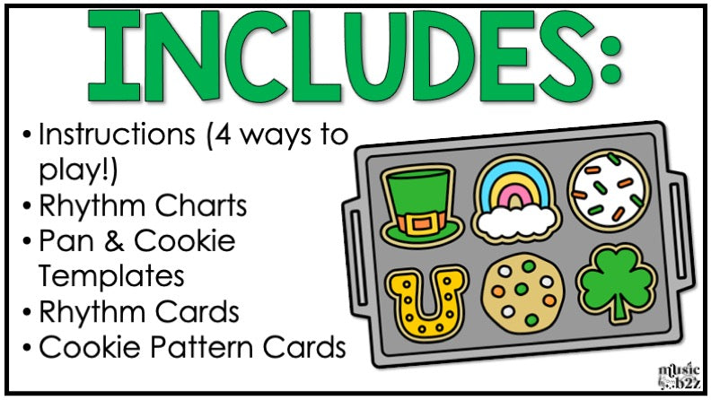 St. Patrick's Day Rhythm Cookies Elementary Music Centers Game Craft Composition