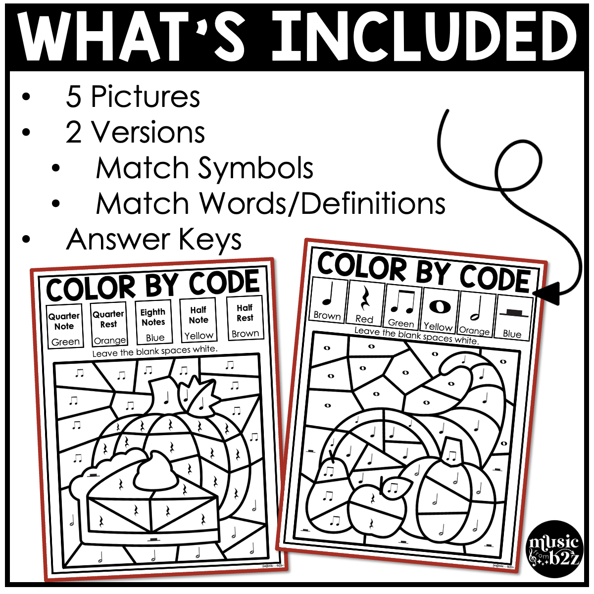 Thanksgiving Music Coloring Thanksgiving Music Worksheets Music Color by Note