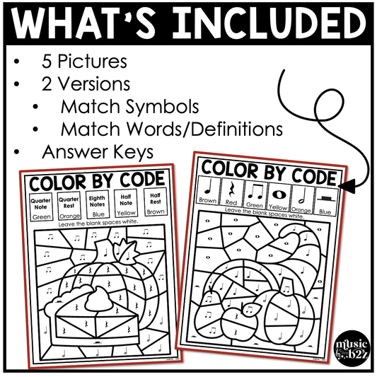 Thanksgiving Music Coloring Thanksgiving Music Worksheets Music Color by Note