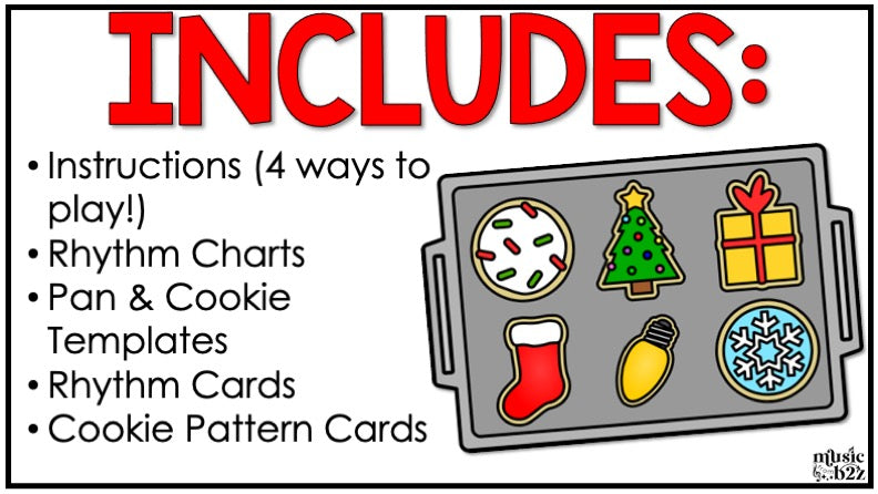 Christmas Rhythm Cookies Elementary Music Centers Game Craft Composition