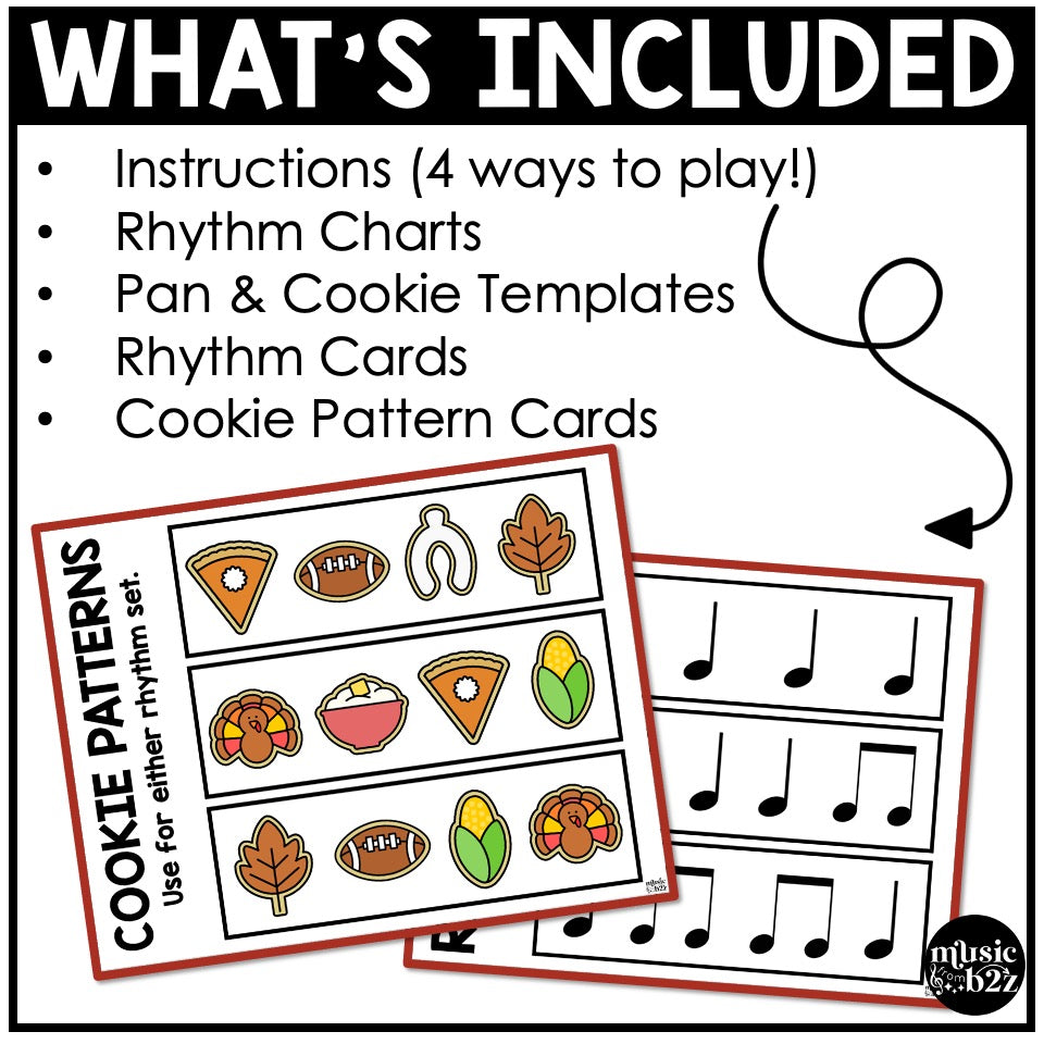 Thanksgiving Rhythm Cookies Elementary Music Centers Game Craft Composition