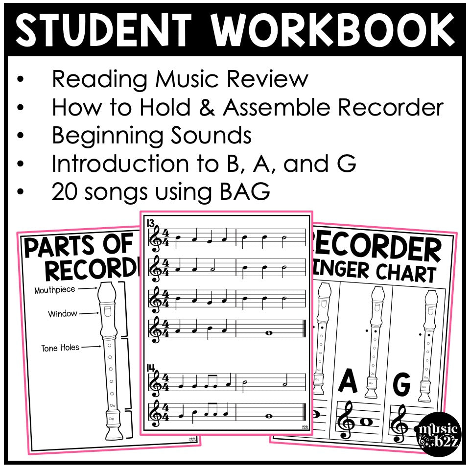 BAG Recorder Unit Elementary Music Curriculum Lesson Activity Worksheets Games