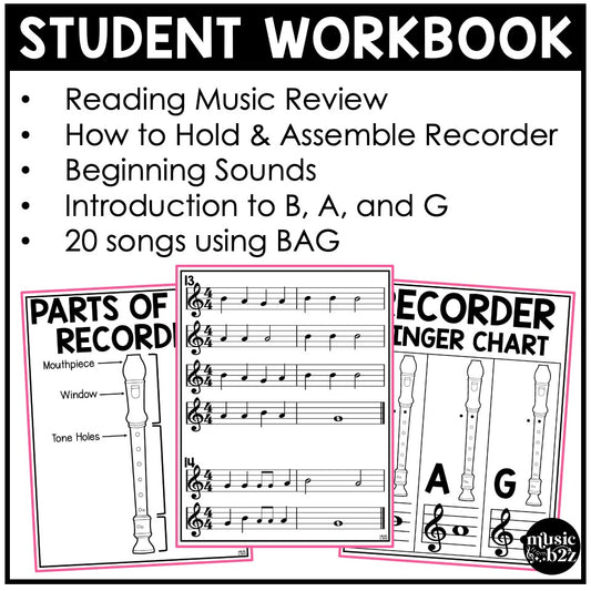 BAG Recorder Unit Elementary Music Curriculum Lesson Activity Worksheets Games