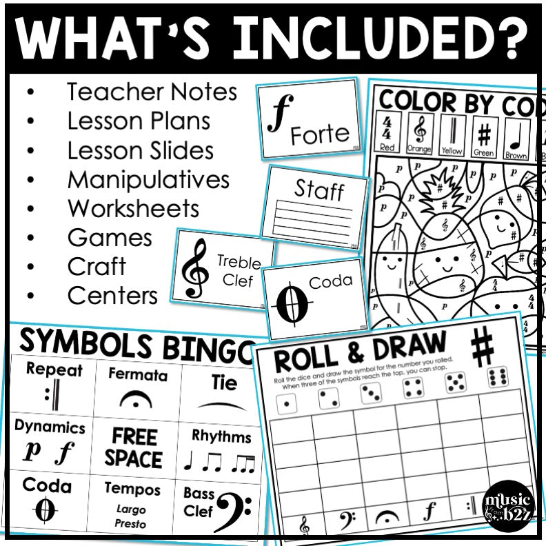 Music Symbols Unit Elementary Music Curriculum Lesson Activity Worksheets Games