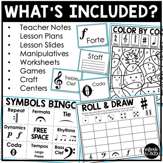 Music Symbols Unit Elementary Music Curriculum Lesson Activity Worksheets Games